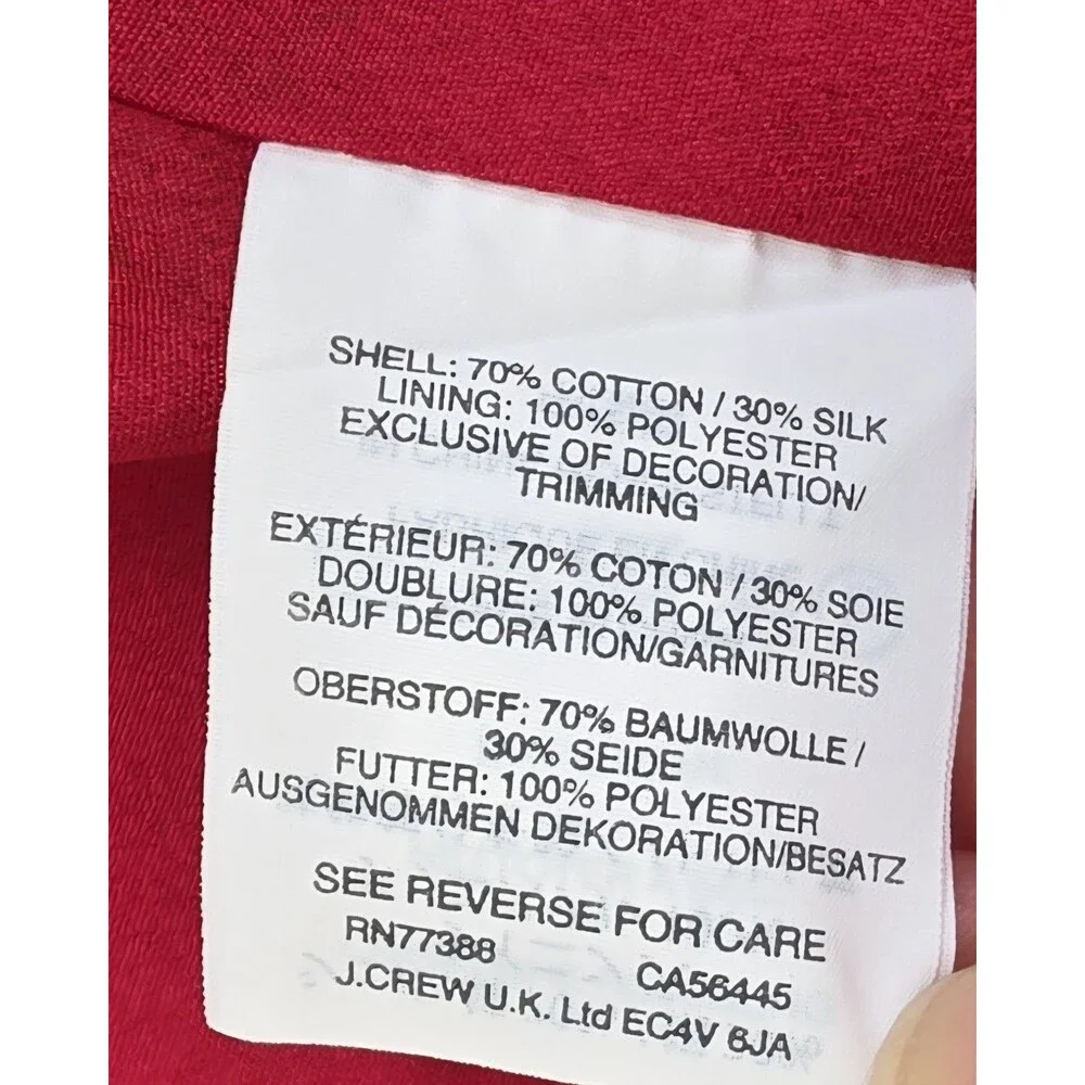 J.Crew Pink Red Cotton Silk Sleeveless Fit Flare Dress Pleated Lined 6P